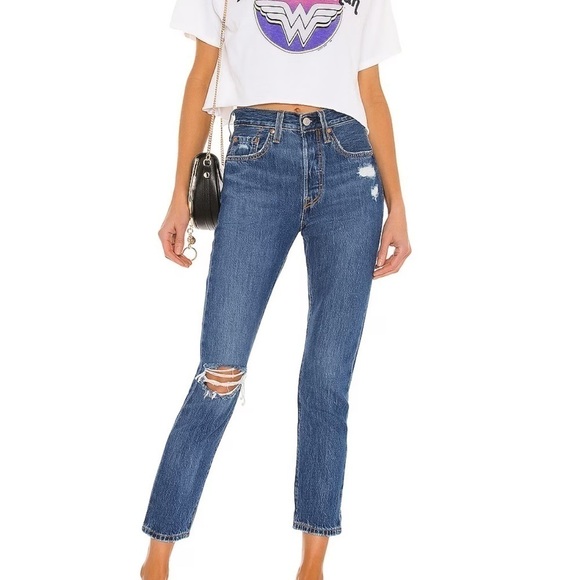 Levi’s Women’s 501 Skinny Sansome Winter Dark Wash Destruct Jeans Size 27 - Picture 2 of 16